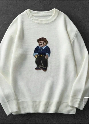 🧸 Pull ours vintage y2k / pull brodé oversize / pull blanc aesthetic y2k streetwear rétro, merk: y2k, staat: Nieuw zonder prijskaartje, maat: S / 36 / 8, € 40,00, € 42,70 inclusief Kopersbescherming