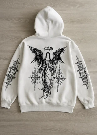 White Angel Graphic Hoodie – Oversized Streetwear Taille M, marque: Vintage Dressing, état: Très bon état, taille: M, 34,00 €, 36,40 € Protection acheteurs incluse