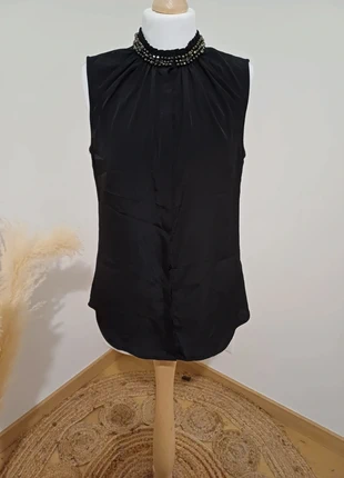 Chemise noire chic avec perles - H&M - T.XS (34), marke: H&M, zustand: Sehr gut, größe: XS / 34 / 6, 5,00 €, 5,95 € beinhaltet Vinted-Käuferschutz Pro