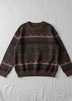 Pull maille épaisse à motifs géométriques et ethniques, couleurs automne, brand: Frip', condition: Very good, size: M / 38 / 10, €50.00, €53.20 includes Buyer Protection