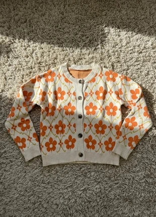 Gilet fleuri rétro orange et beige, brand: Célina & Co, condition: Very good, size: S / 36 / 8, €49.99, €53.19 includes Buyer Protection