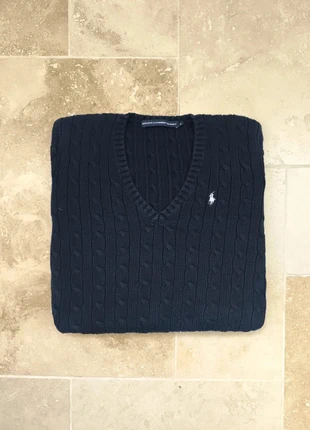 Pull col V torsadé Ralph Lauren - Homme S - Marine logo blanc - 100% coton excellent état, marque: Ralph Lauren, état: Très bon état, taille: XS, 95,00 €, 100,45 € Protection acheteurs (Pro) incluse