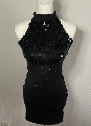 Black Sequin Halter Mini Dress • Party Dress • Size S, brand: Vintage Dressing, condizioni: Ottime, taglia: S / IT 40 / EU 36, €20.00, €21.70 include la Protezione acquisti