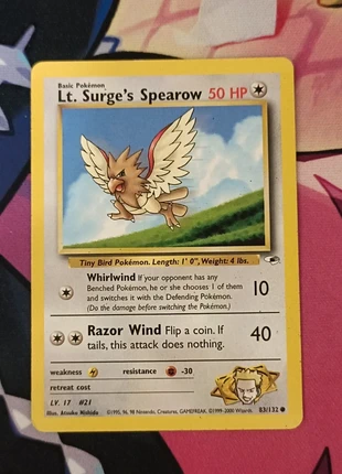 Pokémon TCG Lt. Surge's Spearow Gym Heroes 83/132 Regular Unlimited, brand: Pokémon, condition: Very good, £2.00, £2.80 includes Buyer Protection Pro