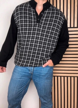 Pull Chaps Ralph Lauren Vintage | Noir motif carreaux | Col boutonné | Taille XL | 100% coton, marke: Chaps Ralph Lauren, zustand: Sehr gut, größe: XL, 18,00 €, 19,60 € beinhaltet Vinted-Käuferschutz Pro