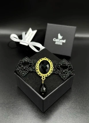 Éclipse – Collier grand chat/chien/femme style victorien – Dentelle noire & pierre noire, brand: Catland, condition: Very good, €13.90, €15.30 includes Buyer Protection Pro