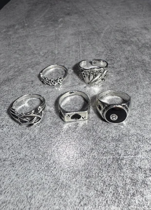 Lot de 5 bagues acier argentées y2k gothique mixte, brand: CHROME, condition: New without tags, size: Adjustable, €10.00, €11.20 includes Buyer Protection Pro