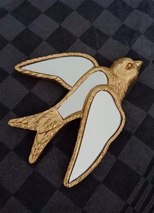Art mural décoration murale miroir incrusté bird oiseau hirondelle golden doré résine contemporain, marque: Vintage Chic, état: Très bon état, 18,00 €, 19,60 € Protection acheteurs incluse