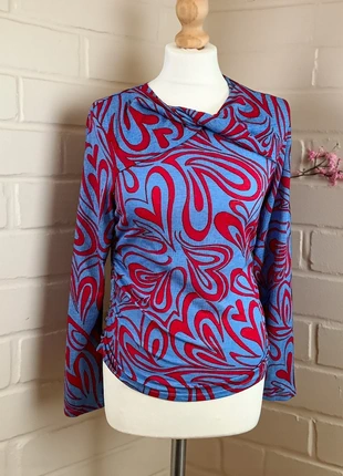 ONLY Blue & Red Psychedelic Print Top – Size L, brand: ONLY, condition: Very good, size: L / 12, £6.00, £7.00 includes Buyer Protection