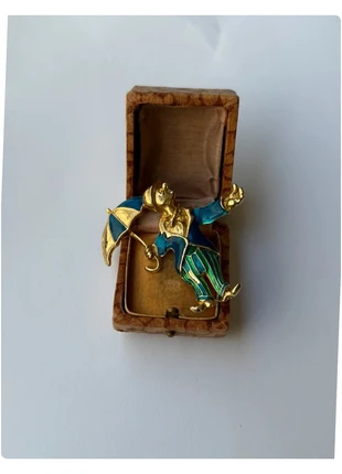 Broche vintage en métal doré émaillé motif clown, marque: Vintage Chic, état: Très bon état, 11,00 €, 12,25 € Protection acheteurs incluse