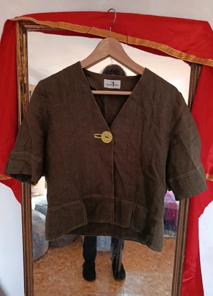 Camicetta Lino verde con maniche corte, marke: Brigitte, zustand: Sehr gut, größe: S / 36 / 8, 3,00 €, 3,85 € inklusive Vinted-Käuferschutz