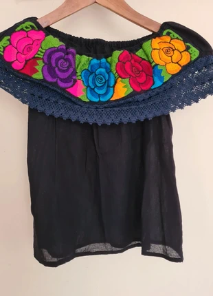Girls colourful floral embroideted Mexican blouse, condition: Very good, size: One size, £8.00, £8.94 includes Buyer Protection