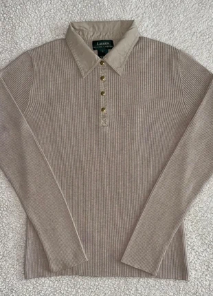 Pull à col chemise demi-boutonné beige en maille côtelé Lauren Ralph Lauren taille S bon état, marca: Ralph Lauren, estado: Bueno, tamaño: S / 36 / 8, 20,00 €, 21,70 € Protección al comprador incluida