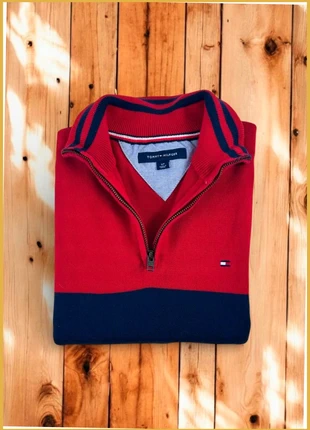 Pull 1/4 Zip, Halfzip Tommy Hilfiger Bleu marine,Rouge/ Col camionneur / Logo brodé / Taille S Homme, brand: Tommy Hilfiger, condizioni: Ottime, taglia: S, €35.00, €37.45 include la Protezione acquisti Pro