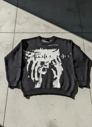 Pull Gothique Portrait Noir & Blanc – Artistique / Oversize / Streetwear / Grunge, condition: Very good, size: M, €59.90, €63.60 includes Buyer Protection