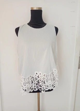 Blouse / débardeur d'été avec dentelle femme, merk: Zara, staat: Nieuw met prijskaartje, maat: M / 38 / 10, € 10,00, € 11,20 inclusief Kopersbescherming