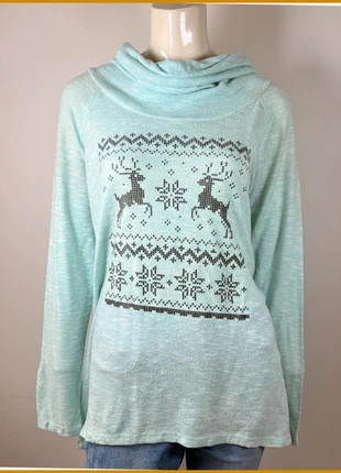 Mint green Christmas sweater for women, reindeer & snowflake print, size XXL, marke: Noël, zustand: Sehr gut, größe: XXL / 44 / 16, 10,90 €, 12,15 € inklusive Vinted-Käuferschutz