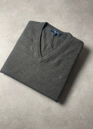 Pull à col V Burberry gris logo brodé bleu marine - Taille XL, brand: Burberry, condizioni: Ottime, taglia: XL, €39.99, €42.69 include la Protezione acquisti
