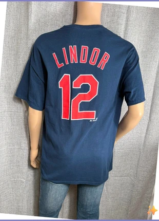 T-Shirt Majestic Indians Lindor 12 de couleur Bleu - XL, brand: Majestic, condition: Very good, size: XL, €24.00, €25.90 includes Buyer Protection