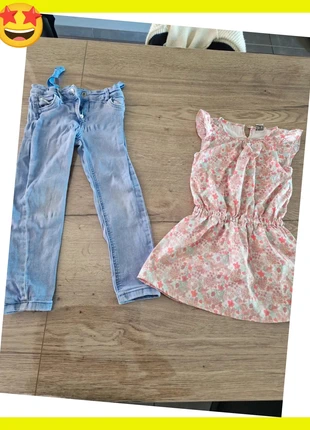 Ensemble Jean Slim Clair + Robe Fleurie Été Fille 5 ans, marke: Sergent Major, zustand: Sehr gut, größe: 5 Jahre / 110, 1,00 €, 1,75 € inklusive Vinted-Käuferschutz