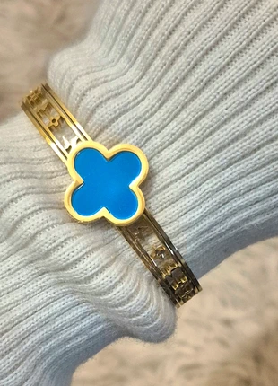 Jonc trèfle bleu et dorée en acier inoxydable, marque: Tendance, état: Très bon état, 14,00 €, 15,40 € Protection acheteurs incluse