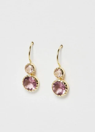 Celine Oliver Bonas Morganite & Rhodolite 10k Gold Plated Hook Earrings originally £42, brand: Oliver Bonas, condition: New without tags, £10.00, £11.20 includes Buyer Protection