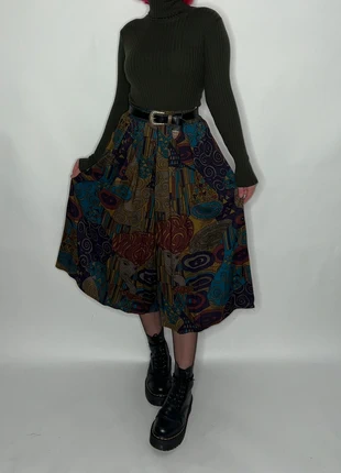 1980s pleated hippie bohemian goblin witch whimsigoth alternative culotte skirt pants, merk: Vintage, staat: Heel goed, maat: XL / 42 / 14, € 25,00, € 26,95 inclusief Kopersbescherming Pro