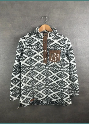 Pull polaire sherpa à motifs gris blanc Marleylilly col snap – femme taille S, marque: Vintage Dressing, état: Très bon état, taille: S / 36 / 8, 14,99 €, 16,44 € Protection acheteurs (Pro) incluse