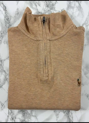 Pull 1/4 Zip Ralph Lauren marron clair / Logo brodé Cavalier Prenium / Taille M Homme, brand: Ralph Lauren, condizioni: Nuovo senza cartellino, taglia: M, €60.00, €63.70 include la Protezione acquisti