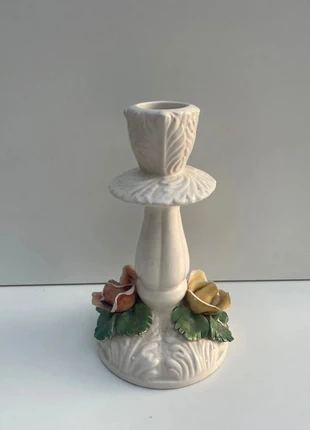 Bougeoir en céramique décor fleurs – Made in Italy – Vintage – 18 cm, marca: Vintage Boutique, estado: Bom, €5.00, €5.95 inclui Proteção do Comprador