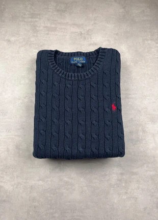 Pull torsadé bleu marine Polo Ralph Lauren femme XS – Coton preppy chic, marque: Ralph Lauren, état: Très bon état, taille: XS / 34 / 6, 55,00 €, 58,45 € Protection acheteurs incluse