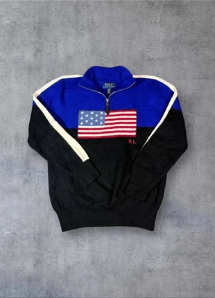 Pull quart zip Ralph Lauren USA Flag Vintage noir et bleu - Taille XS/S Homme, brand: Ralph Lauren, condition: Very good, size: XS, €49.00, €52.15 includes Buyer Protection Pro