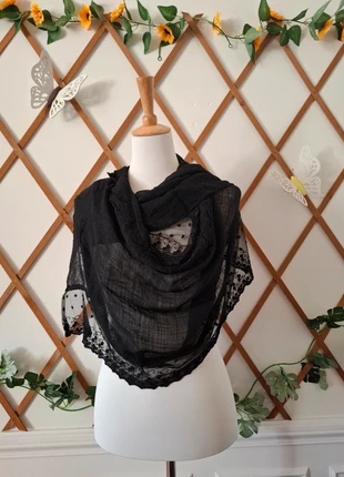 Foulard echarpe noir Promod broderie plumetis a pois, brand: Promod, condition: Very good, €2.50, €3.33 includes Buyer Protection