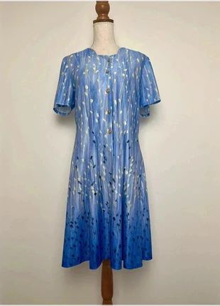 Robe bleue à motif style rétro vintage – Taille XL ou L ample, brand: Inconnu, condition: Very good, size: XL / 42 / 14, €11.00, €12.25 includes Buyer Protection