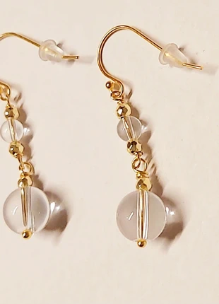 Orecchini in argento 925 laminato oro e pietre quarzo ialino ed ematite dorata, brand: Argento, condizioni: Nuovo senza cartellino, €14.00, €15.40 include la Protezione acquisti