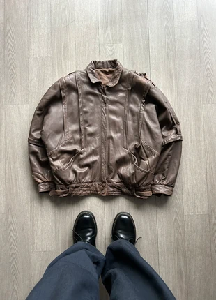 90´s Vintage Real Leather Jacket, staat: Goed, maat: L, € 34,95, € 37,40 inclusief Kopersbescherming