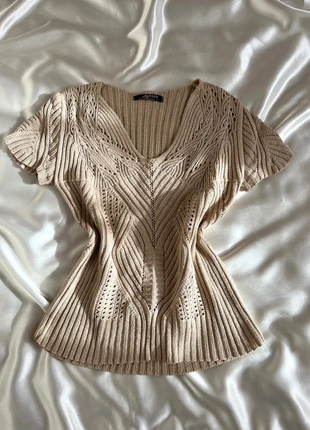 Top en maille Morgan beige crochet - y2k 200s, marque: Top Vintage, état: Très bon état, taille: S / 36 / 8, 18,00 €, 19,60 € Protection acheteurs (Pro) incluse