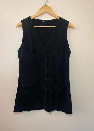 Vintage Black Suede Button-Up Vest Dress Suede Waistcoat Style – Fits UK 8–10, brand: American Vintage, condition: Good, size: S / UK 8-10, £19.95, £21.65 includes Buyer Protection