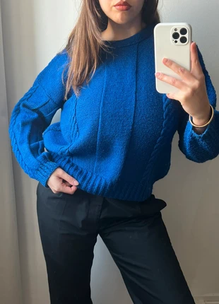 Pull d’hiver en laine tricoté main bleu électrique vintage, marke: Vintage Dressing, zustand: Sehr gut, größe: L / 40 / 12, 25,00 €, 26,95 € inklusive Vinted-Käuferschutz