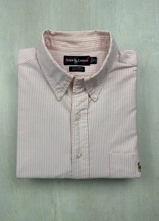 Chemise Ralph Lauren rayée rose et blanche logo brodé XL homme 100% coton, brand: Ralph Lauren, condition: Good, size: XL, €38.00, €40.60 includes Buyer Protection Pro
