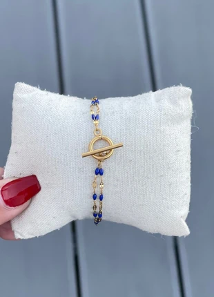 Bracelet en acier inoxydable bleu marine et doré brillant, brand: ElyGold, condition: Very good, €9.00, €10.15 includes Buyer Protection Pro