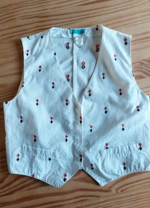 Gilet blanc vintage Cacharel Femme.motifs losanges, bas pointe taille XS – Made in France, marque: Cacharel, état: Très bon état, taille: XS / 34 / 6, 32,00 €, 34,30 € Protection acheteurs incluse