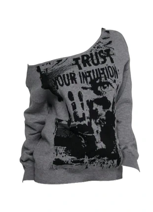 Pull sweat gris noir avec dessin style gotique, marque: Aesthetic, état: Neuf sans étiquette, taille: S / 36 / 8, 32,00 €, 34,30 € Protection acheteurs incluse