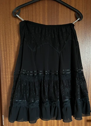 Zwarte Rok met kanten details, staat: Heel goed, maat: M / 38 / 10, € 4,50, € 5,43 inclusief Kopersbescherming