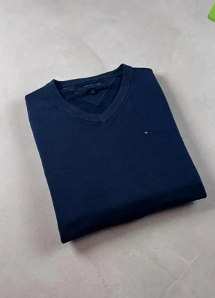 Pull col V manches Tommy Hilfiger | Bleu marine | Taille M, merk: Tommy Hilfiger, staat: Heel goed, maat: M, € 17,00, € 18,55 inclusief Kopersbescherming