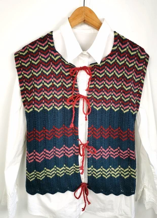 Gilet tricoté à motif chevron – fait main, marque: Fait Main, état: Très bon état, taille: S / 36 / 8, 8,00 €, 9,10 € Protection acheteurs incluse