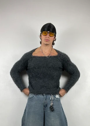 Maglione Peloso Vintage Colore Grigio e Blu Taglia M, marca: Vintage Dressing, estado: Muito bom, tamanho: M / 38 / 10, €9.00, €10.15 inclui Proteção do Comprador Pro