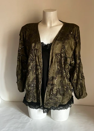 Mango coprispalle satin verde con paillettes, marque: Mango, état: Très bon état, taille: S / 36 / 8, 6,00 €, 7,00 € Protection acheteurs incluse