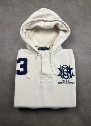 Pull à capuche Ralph Lauren Vintage Hoodie blanc Big Logo Rugby Sweatshirt - Taille M, brand: Ralph Lauren, condition: Very good, size: M, €29.00, €31.15 includes Buyer Protection