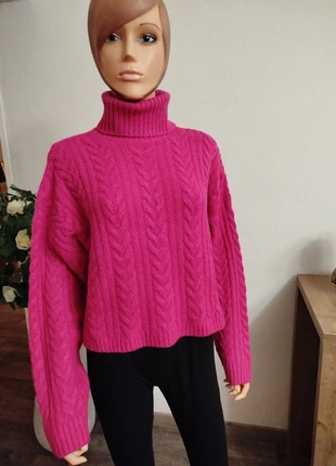 Joli pull col montant Oversize, Acrylique Polyester, ne gratte pas, manches très longues, rose foncé, marque: Made In Italy, état: Très bon état, taille: L / 40 / 12, 10,00 €, 11,20 € Protection acheteurs incluse